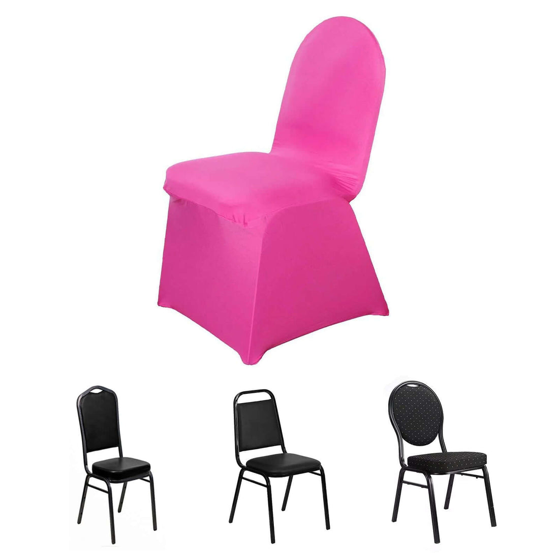 Fuchsia Spandex Stretch Fitted Banquet Slip On Chair Cover - 160 GSM