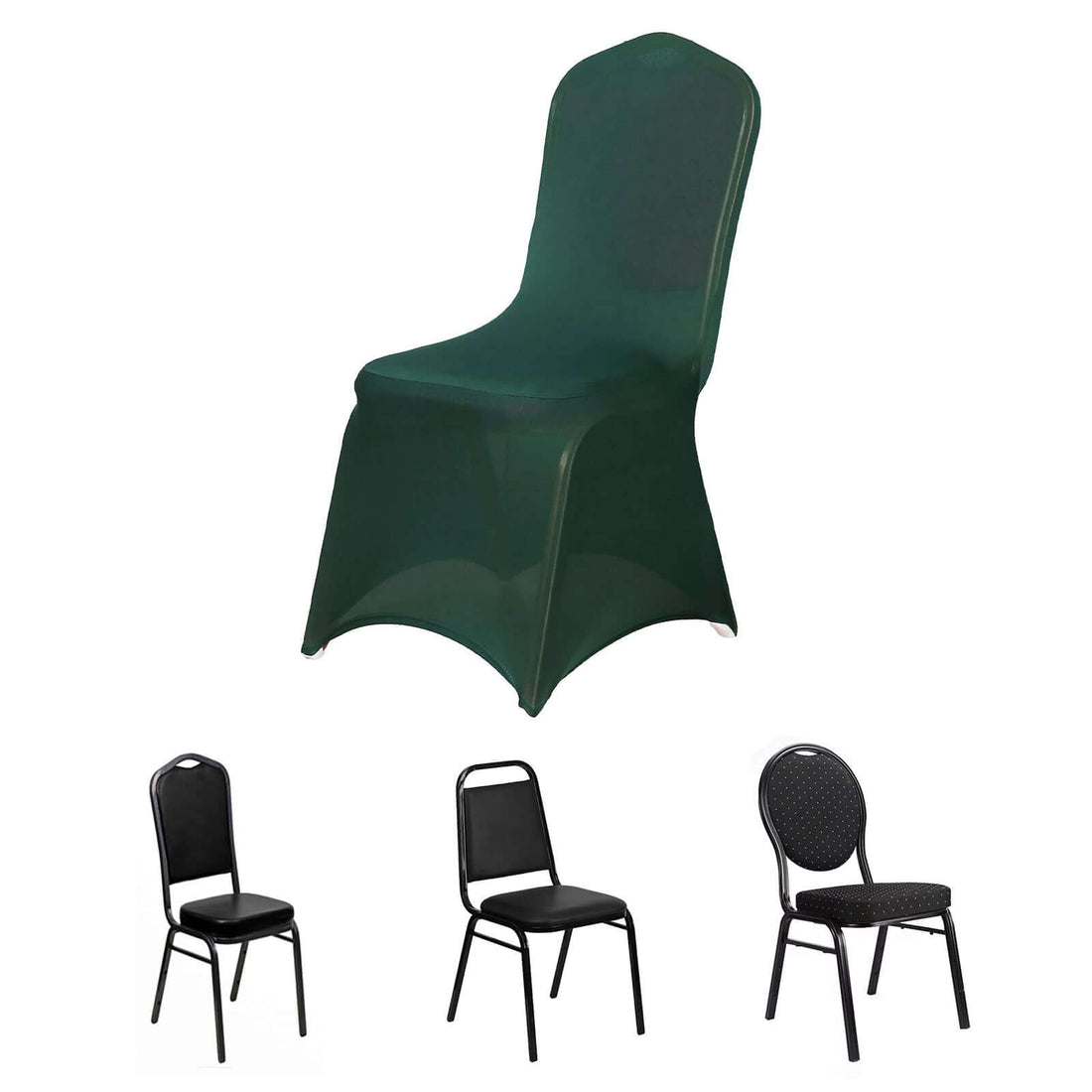 Hunter Emerald Green Spandex Stretch Fitted Banquet Slip On Chair Cover - 160 GSM