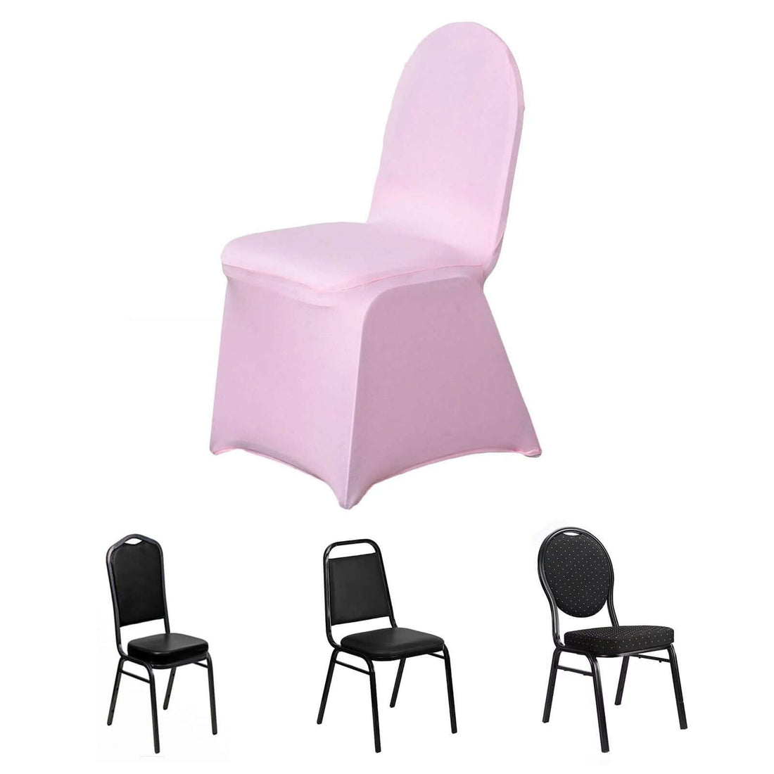 Pink Spandex Stretch Fitted Banquet Slip On Chair Cover 160 GSM