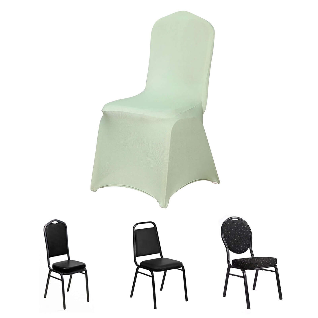 Sage Green Spandex Stretch Fitted Banquet Slip On Chair Cover 160 GSM