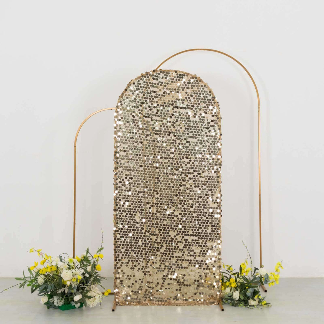 Sparkly Champagne Big Payette Sequin Fitted Chiara Backdrop Stand Cover