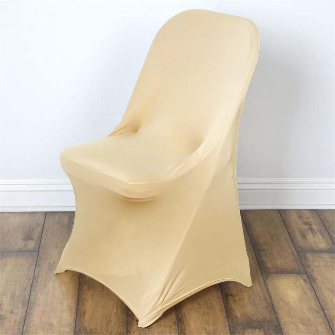 Champagne Spandex Stretch Fitted Folding Slip On Chair Cover - 160 GSM