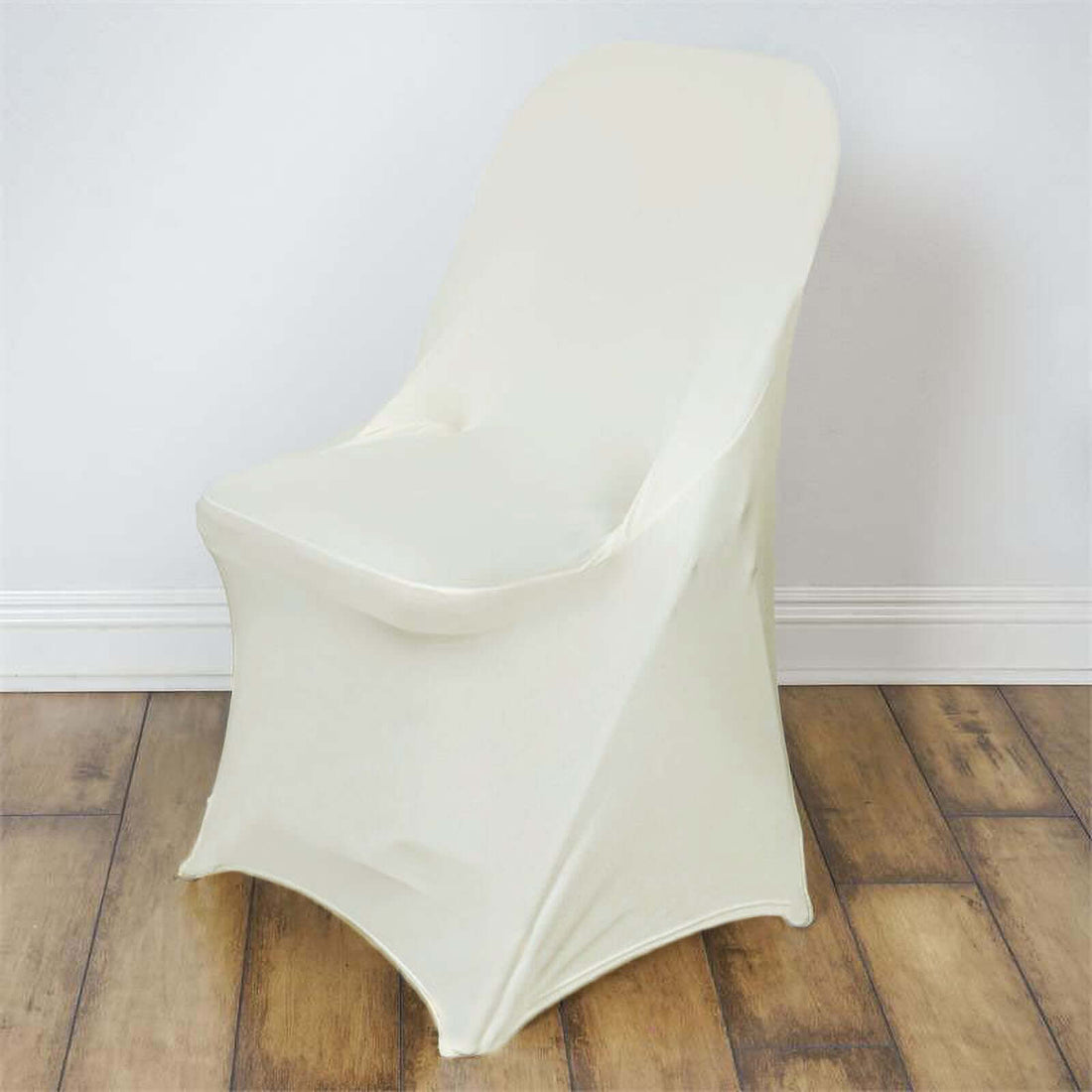 Ivory Spandex Stretch Fitted Folding Slip On Chair Cover 160 GSM