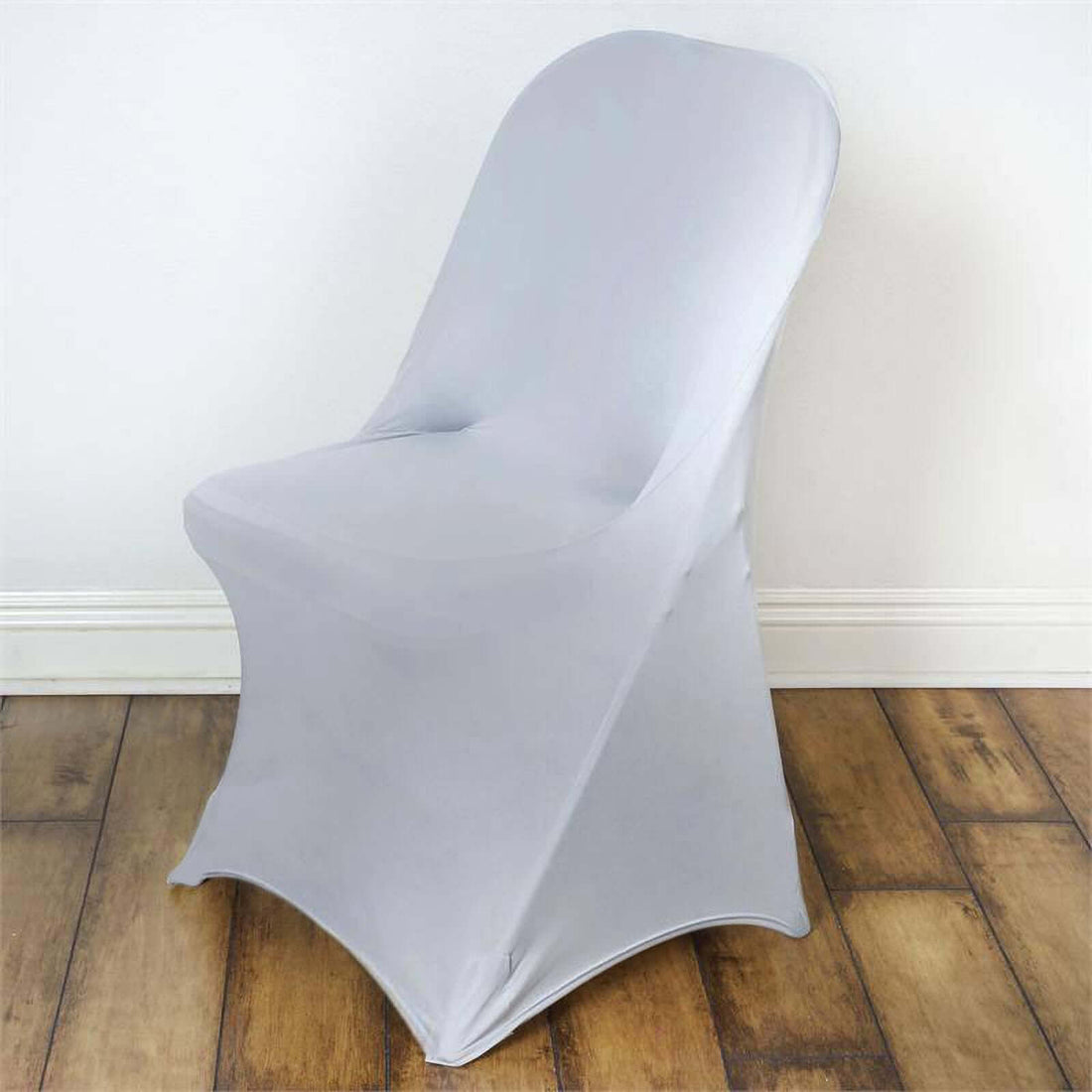 Silver Spandex Stretch Fitted Folding Slip On Chair Cover - 160 GSM