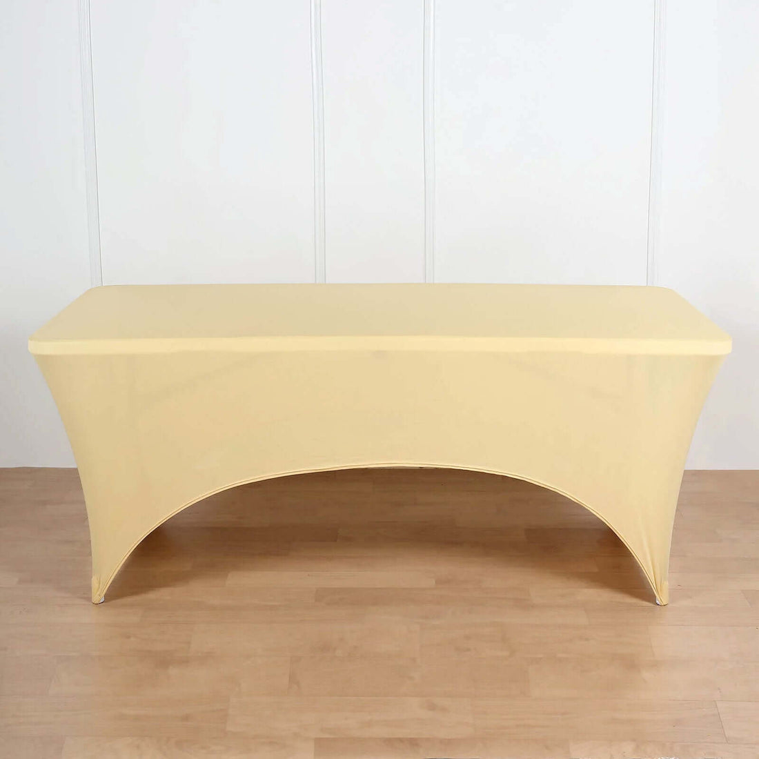 6ft Champagne Spandex Stretch Fitted Rectangular Tablecloth