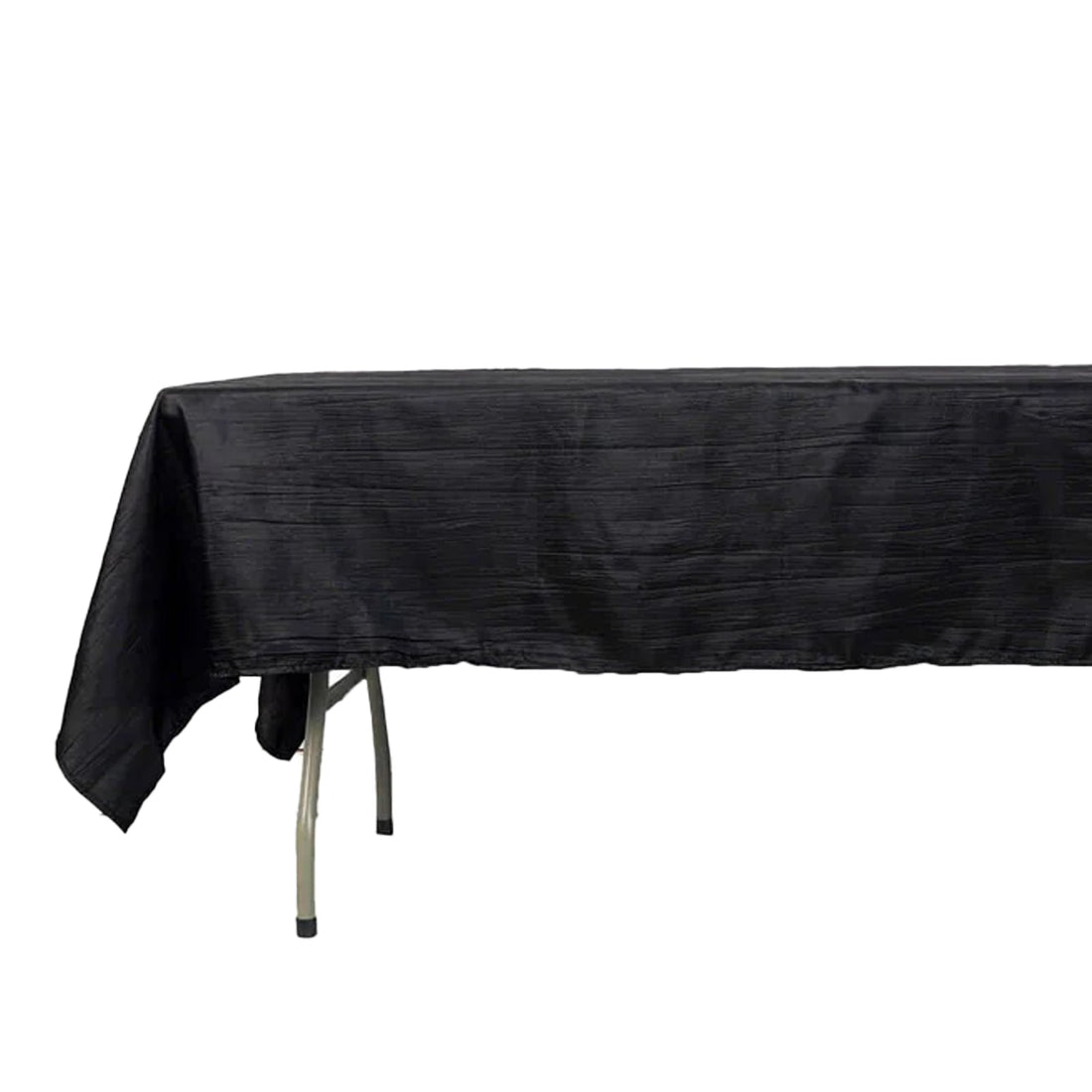 60 Inch x 102 Inch Black Accordion Crinkle Taffeta Rectangle Tablecloth