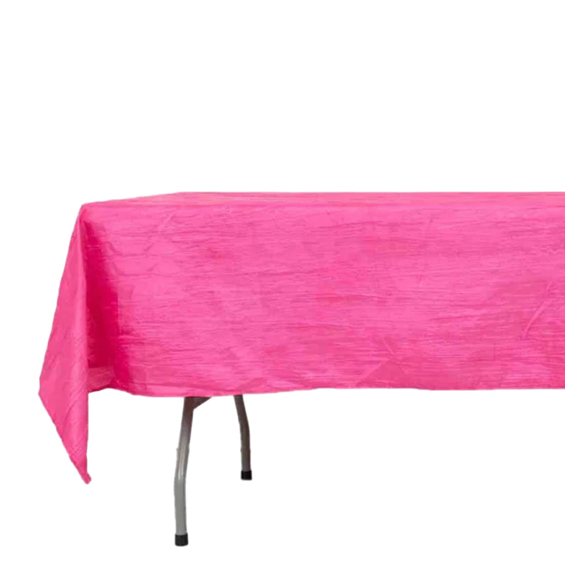 60x102inch Fuchsia Accordion Crinkle Taffeta Rectangle Tablecloth