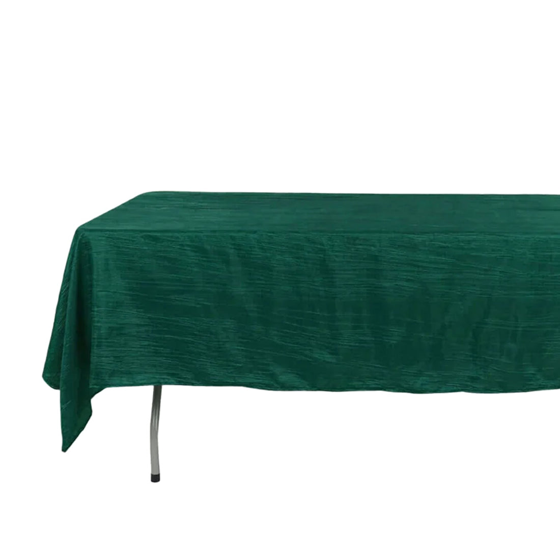 Hunter Emerald Green Accordion Crinkle Taffeta Rectangle Tablecloth 60 Inch x 102 Inch 