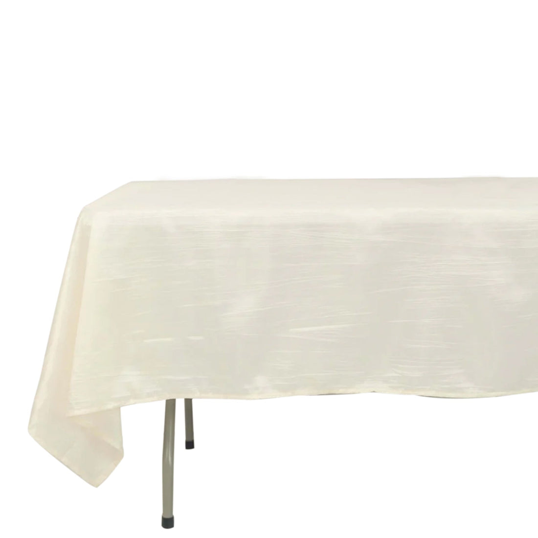 60 Inch x 102 Inch Ivory Accordion Crinkle Taffeta Fabric Rectangular Tablecloth