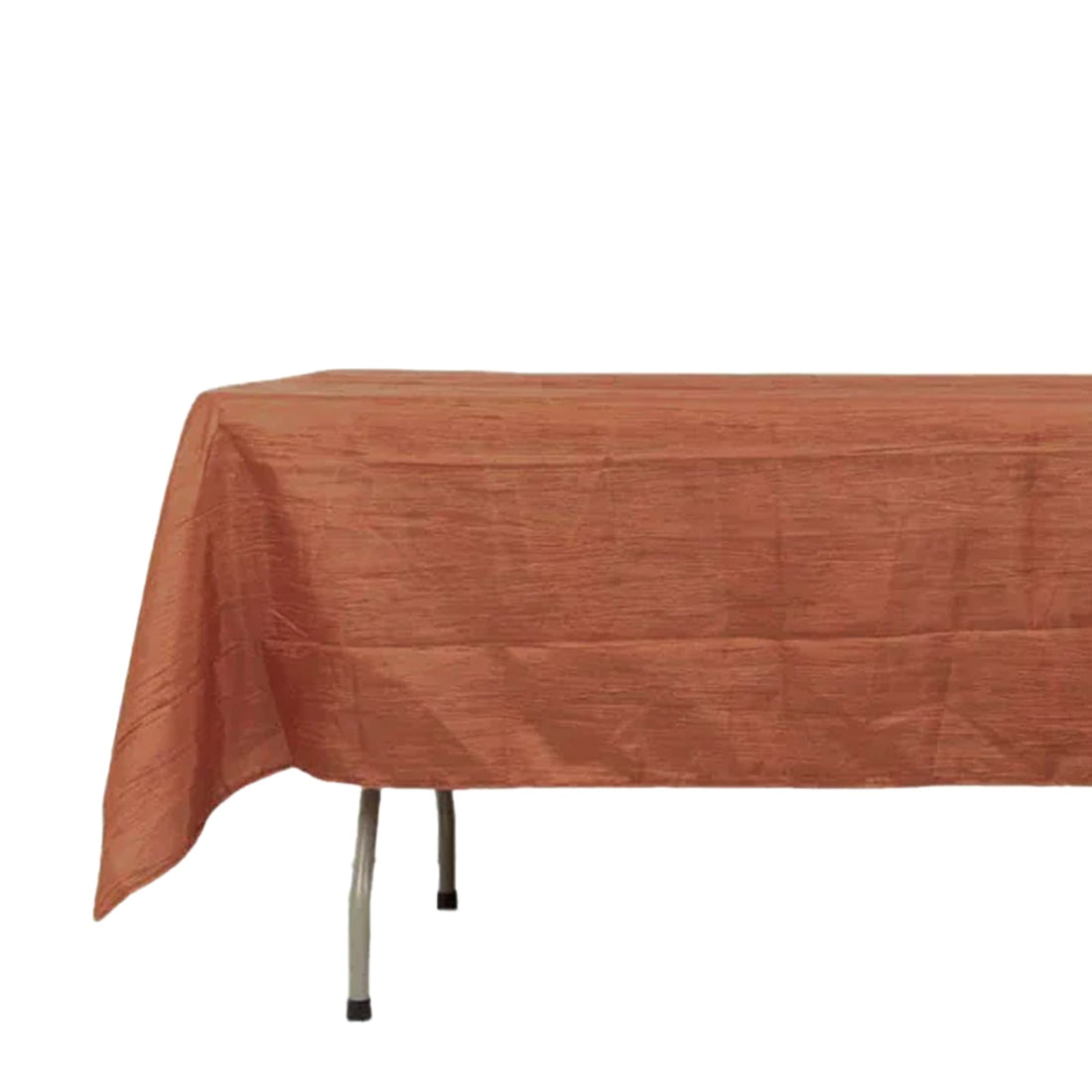 Terracotta (Rust) Accordion Crinkle Taffeta Seamless Rectangle Tablecloth - 60x102inch
