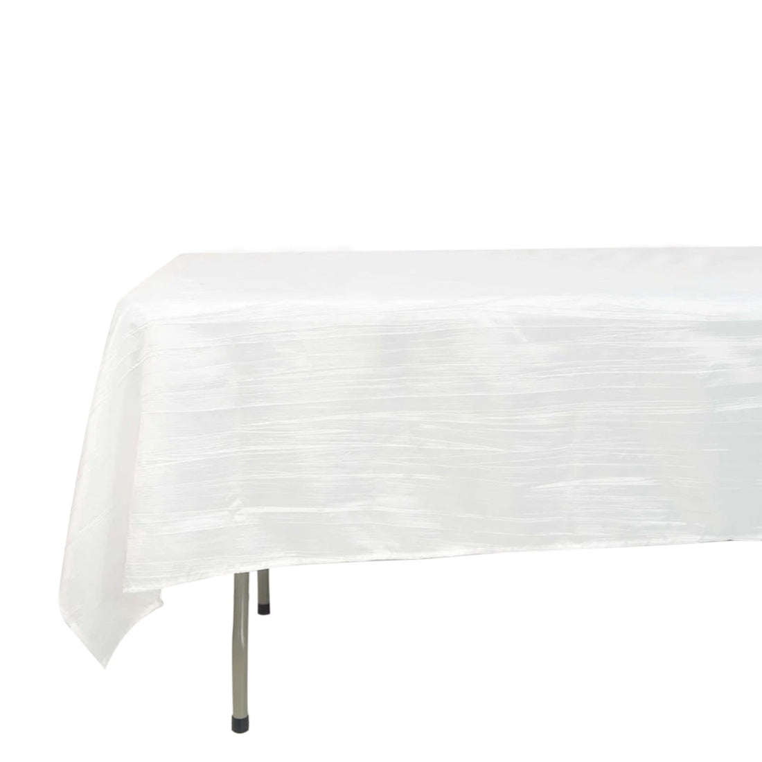 60 Inch x 102 Inch White Accordion Crinkle Taffeta Rectangle Tablecloth