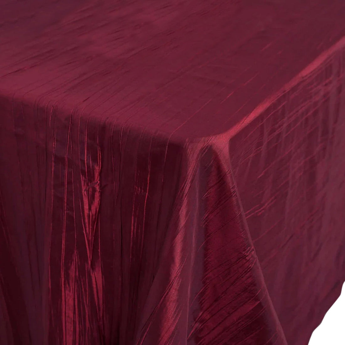 Rectangle Tablecloth 90 Inch x 132 Inch Burgundy Accordion Crinkle Taffeta