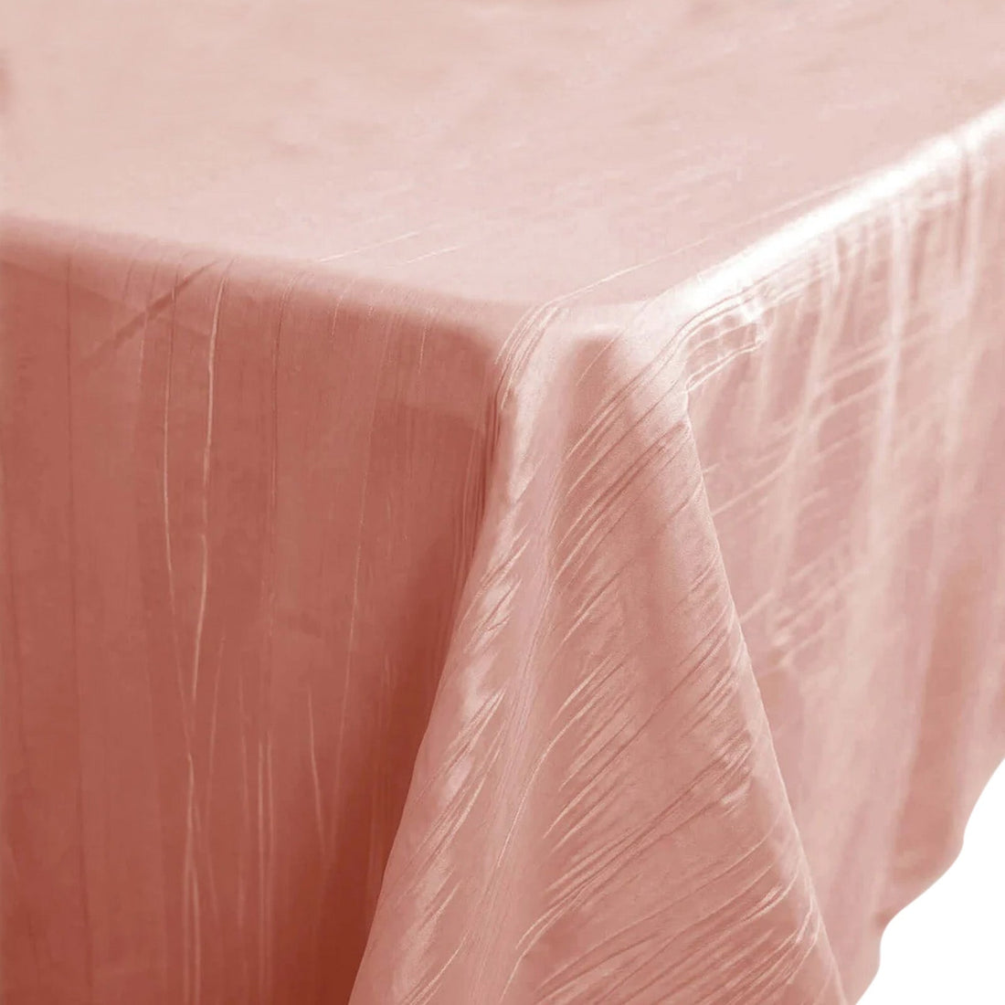 90 Inch x 132 Inch Dusty Rose Accordion Crinkle Taffeta Rectangular Tablecloth