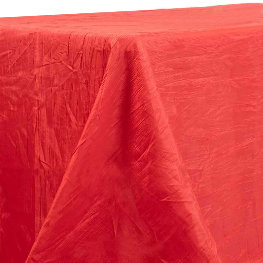 90x132inch Red Accordion Crinkle Taffeta Rectangular Tablecloth