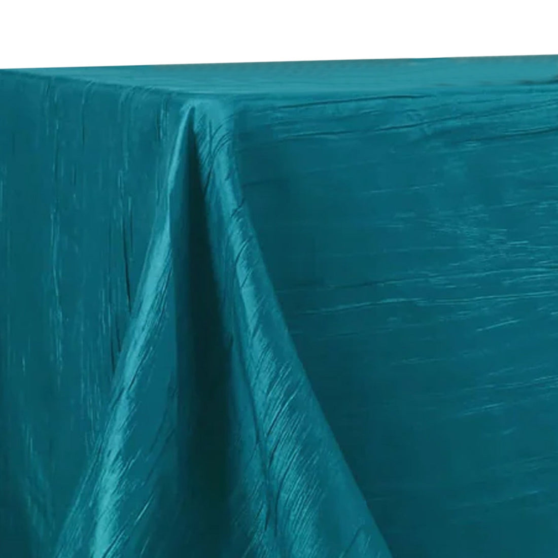 Teal Accordion Crinkle Taffeta 90 Inch x 132 Inch Rectangle Tablecloth 