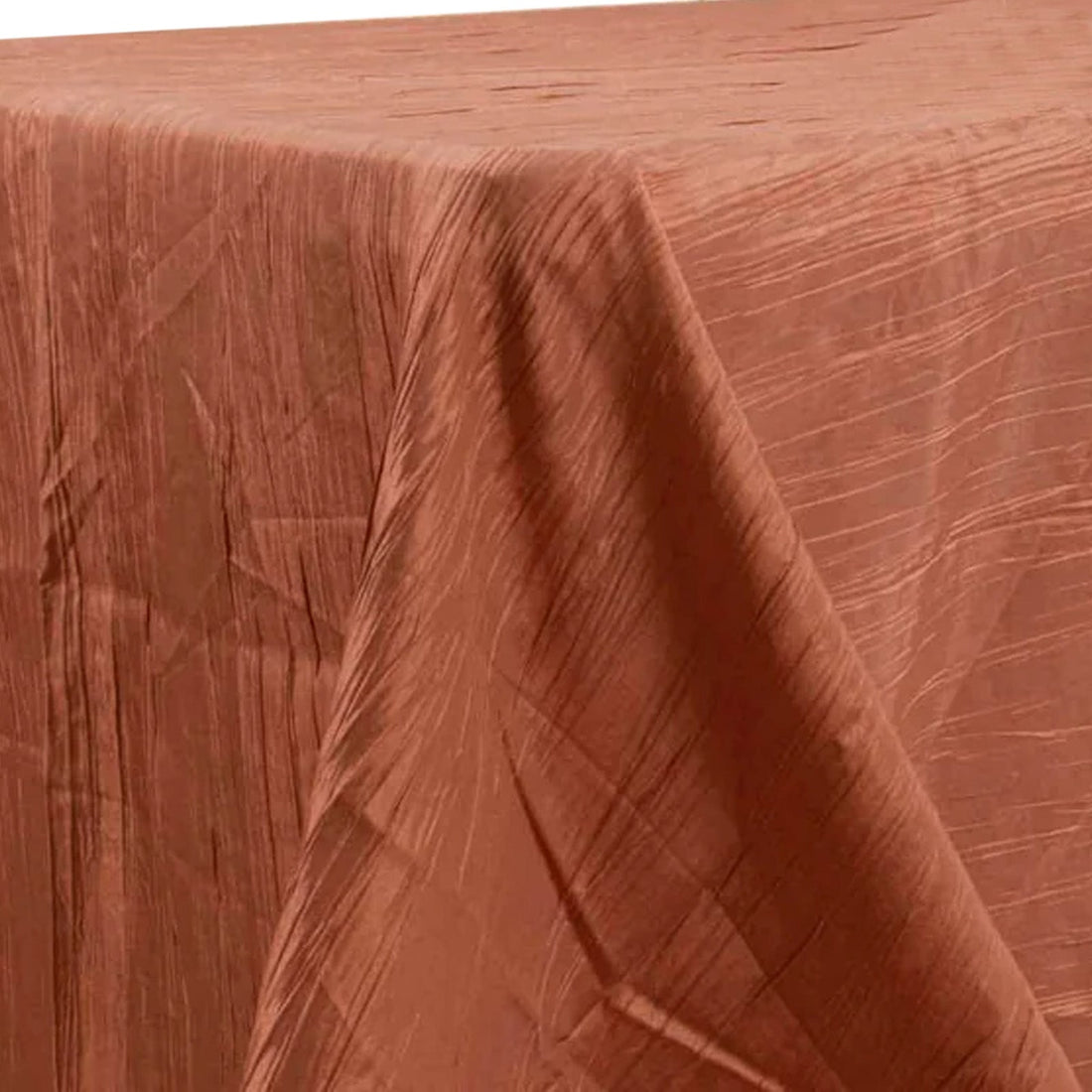 Terracotta (Rust) Accordion Crinkle Taffeta Seamless Rectangle Tablecloth - 90x132inch