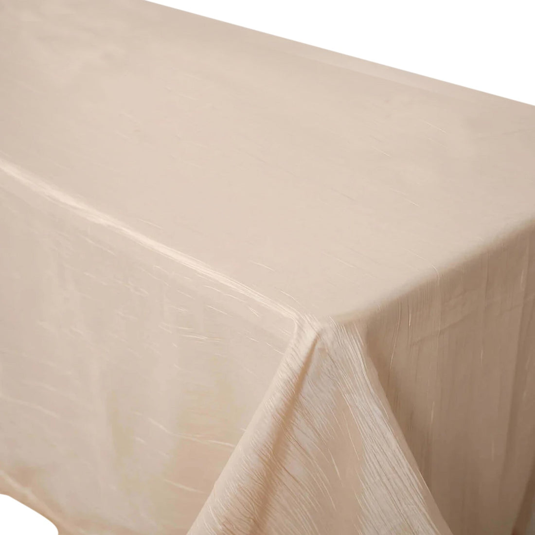 Beige Accordion Crinkle Taffeta Fabric Rectangular Tablecloth 90 Inch x 156 Inch