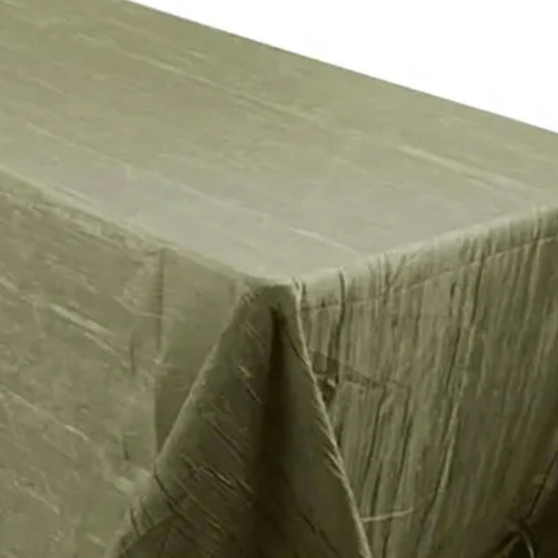 Dusty Sage Green Accordion Crinkle Taffeta Rectangle Tablecloth 90x156inch Seamless for 8 Foot Table