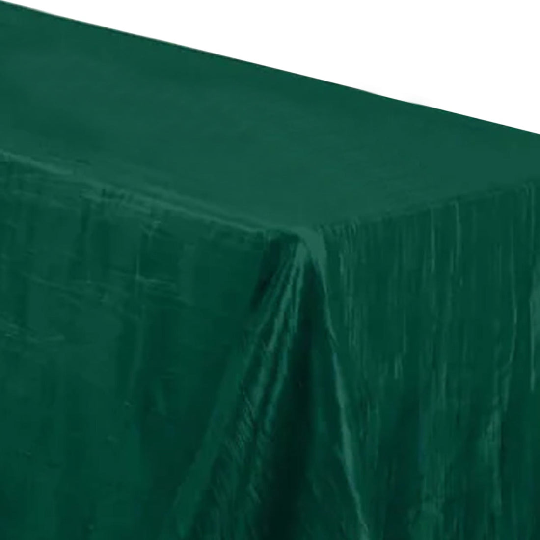 90 Inch x 156 Inch Rectangle Accordion Crinkle Taffeta Tablecloth in Hunter Emerald Green