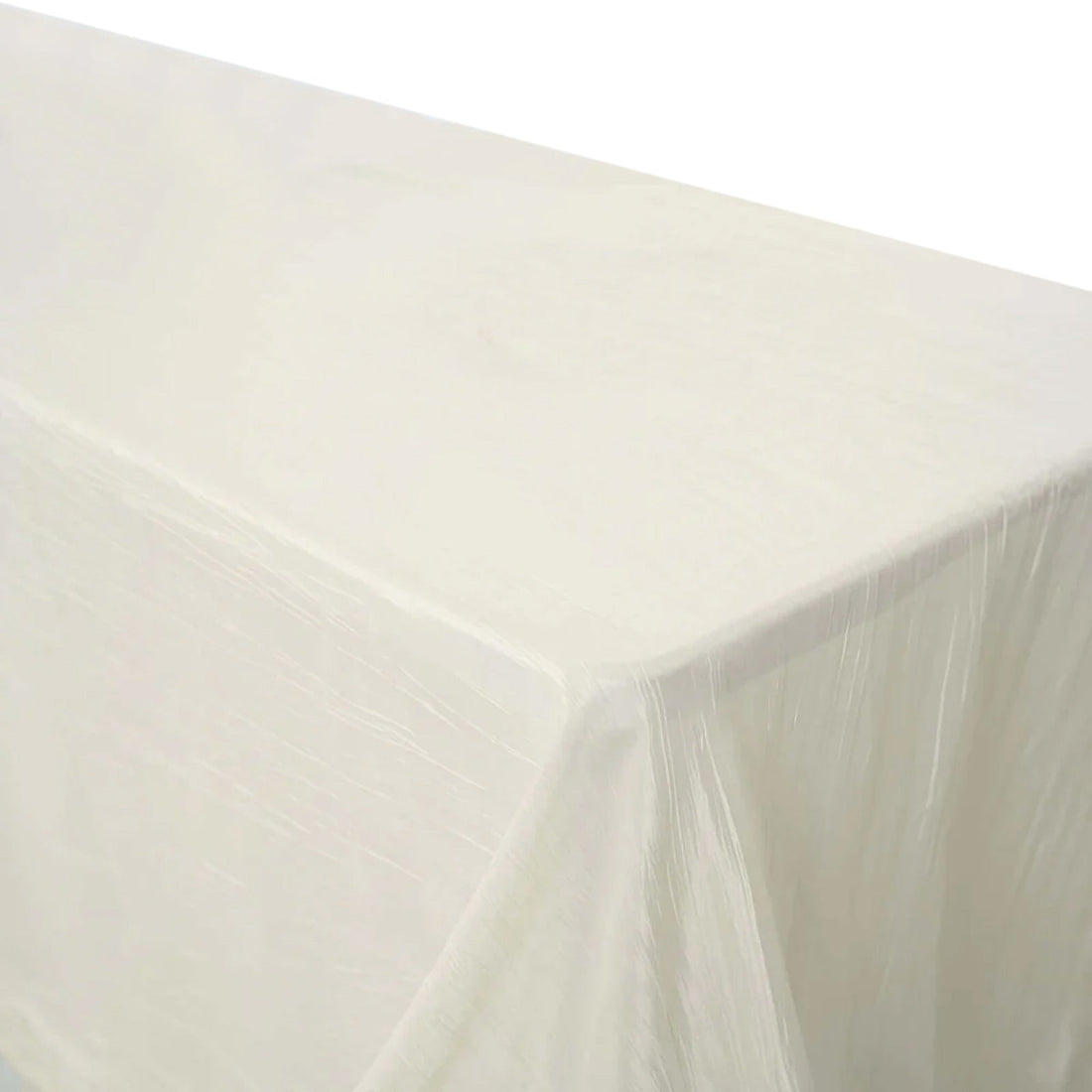 90 Inch x 156 Inch Ivory Accordion Crinkle Taffeta Fabric Rectangular Tablecloth