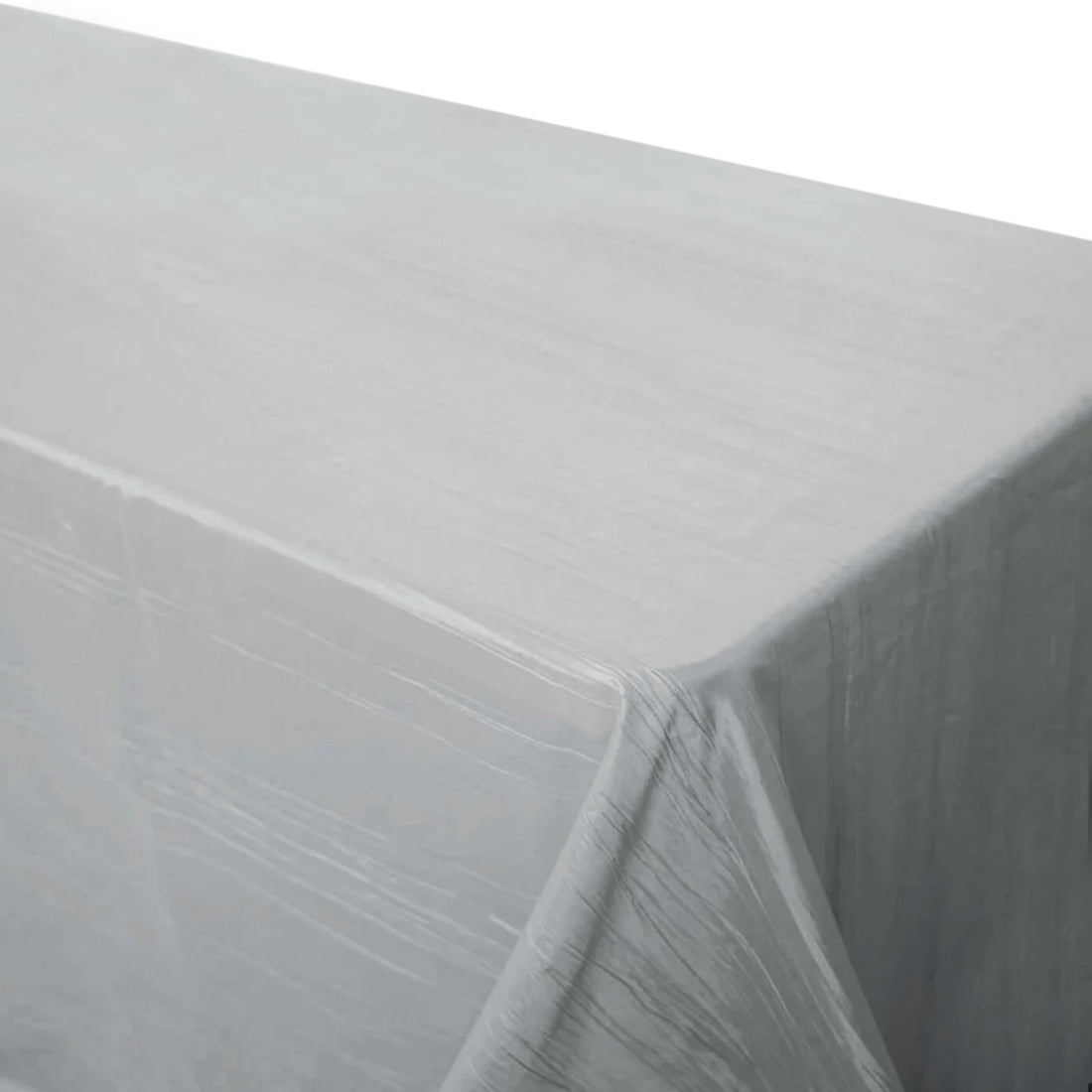 90 Inch x 156 Inch Silver Accordion Crinkle Taffeta Fabric Rectangular Tablecloth