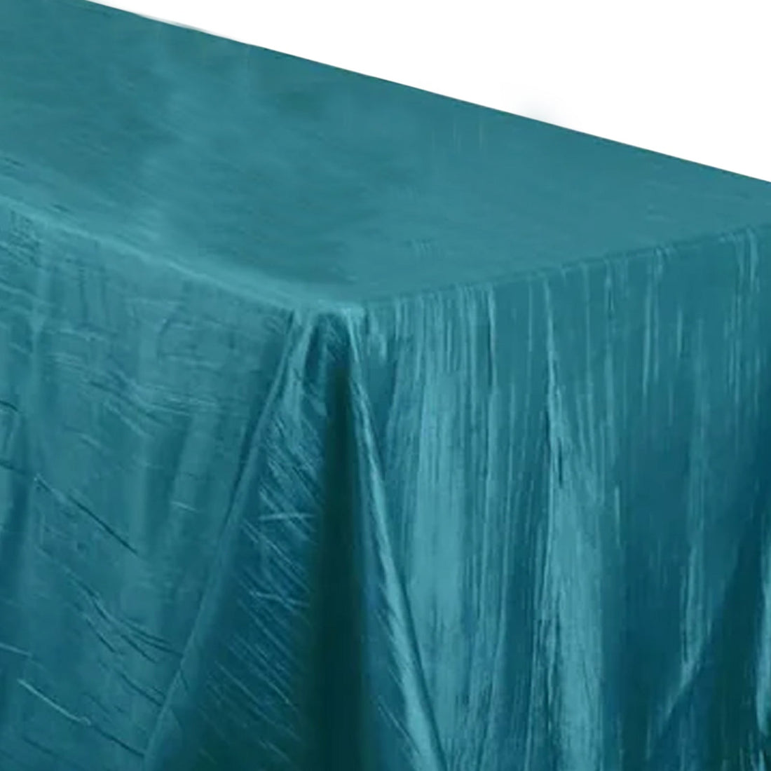 Teal Accordion Crinkle Taffeta Rectangle Tablecloth 90 Inch x 156 Inch 