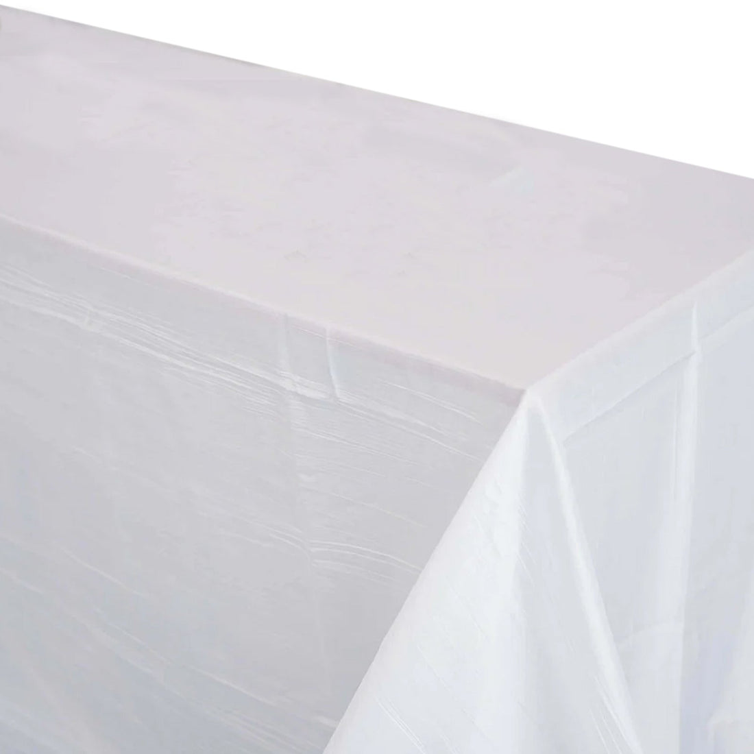 White Accordion Crinkle Taffeta Fabric Rectangular Tablecloth 90 Inch x 156 Inch