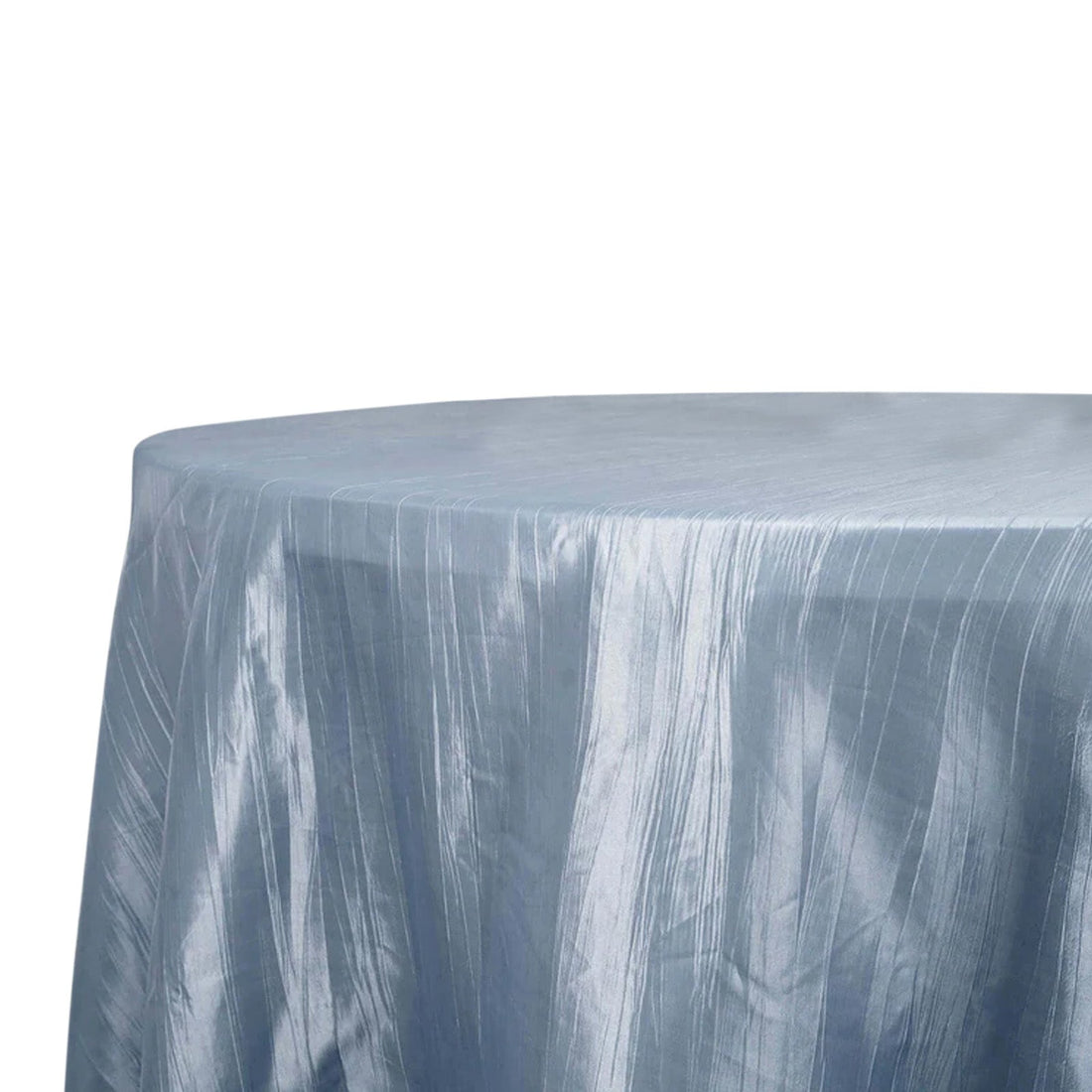 Taffeta Round Tablecloth 120" Dusty Blue with Accordion Crinkle Design - Seamless Finish