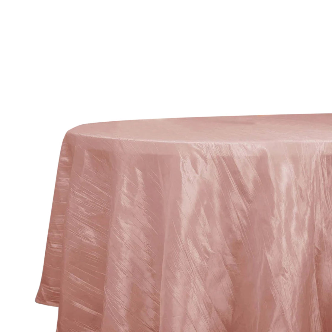 Taffeta Round Tablecloth 120" Dusty Rose with Accordion Crinkle Design - Seamless Finish