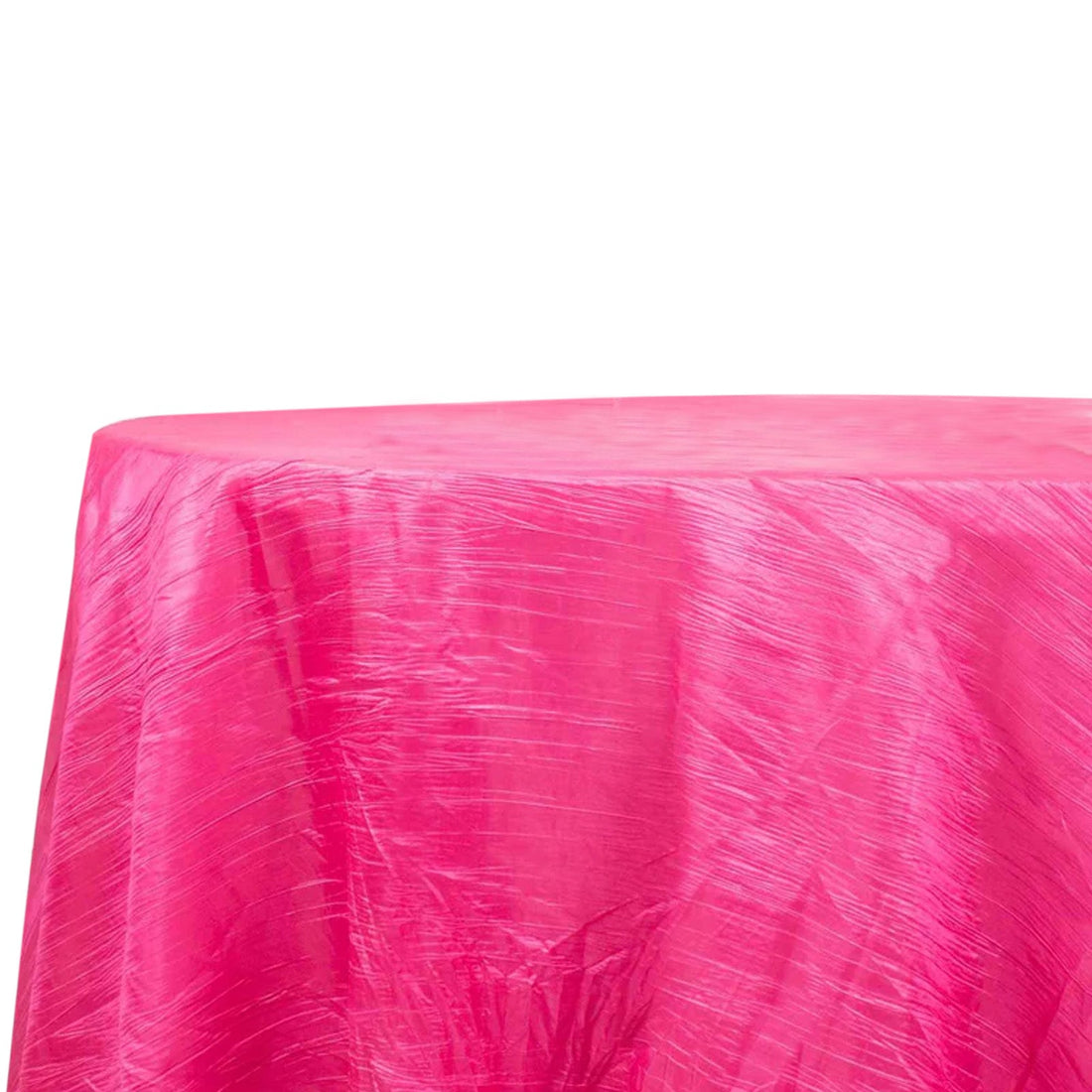 Taffeta Round Tablecloth 120" Fuchsia with Accordion Crinkle Design - Seamless Finish