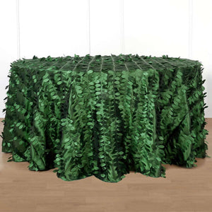 Taffeta Round Tablecloth 120" Green - 3D Leaf Petal Seamless Table Cover