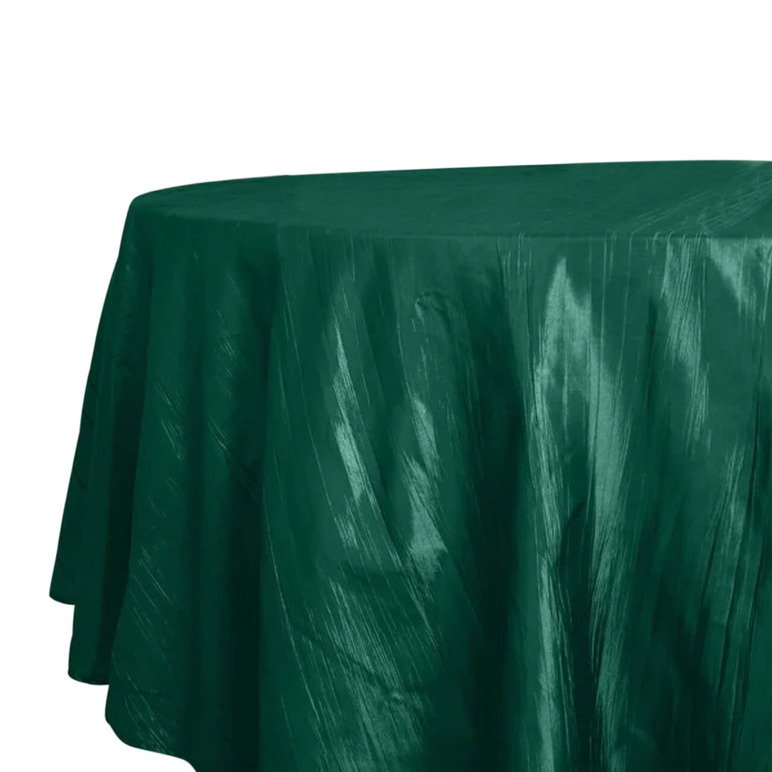 Taffeta Round Tablecloth 120" Hunter Emerald Green with Accordion Crinkle Design - Seamless Finish