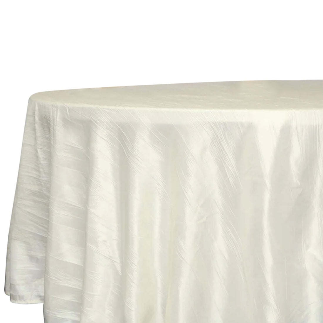Taffeta Round Tablecloth 120" Ivory with Accordion Crinkle Design - Seamless Finish