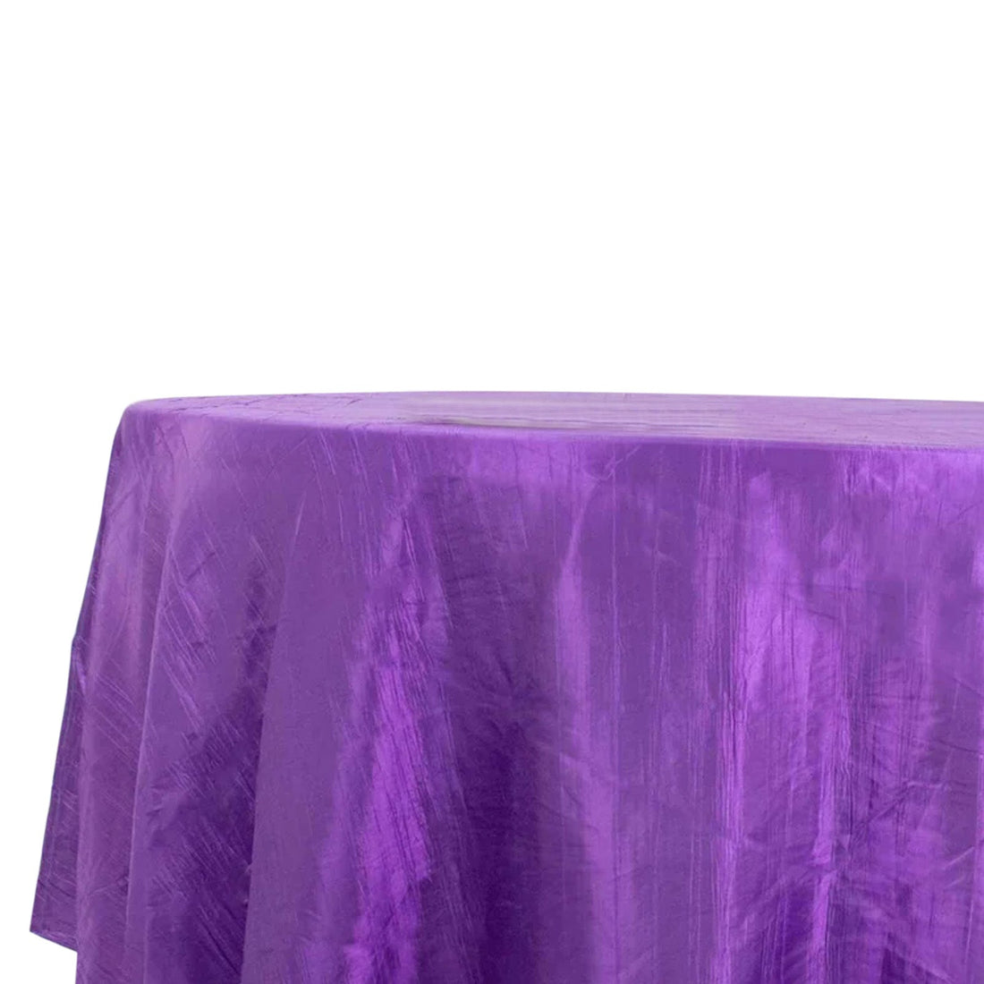 Taffeta Round Tablecloth 120" Purple with Accordion Crinkle Design - Seamless Finish