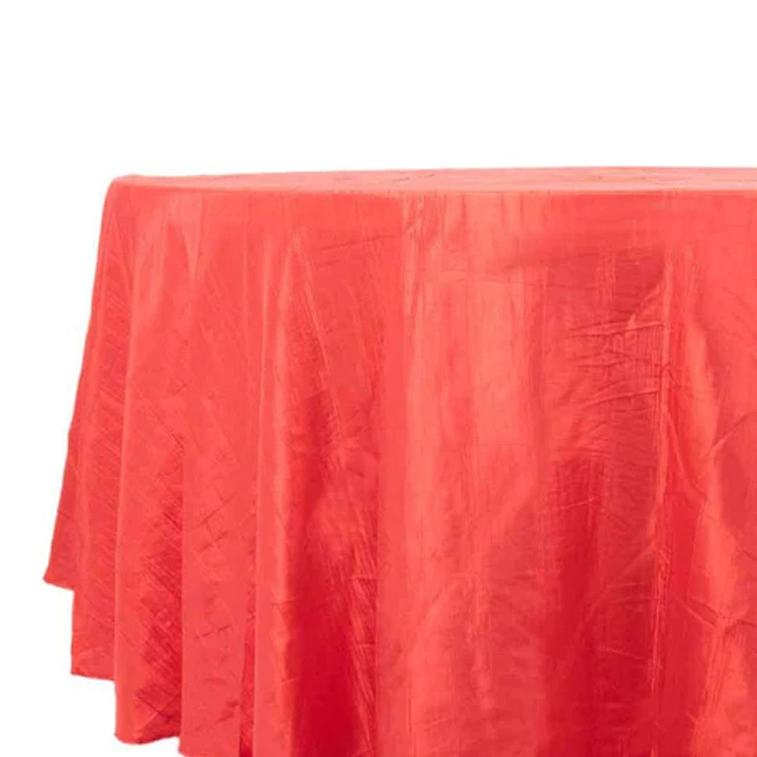 Taffeta Round Tablecloth 120" Red with Accordion Crinkle Design - Seamless Finish