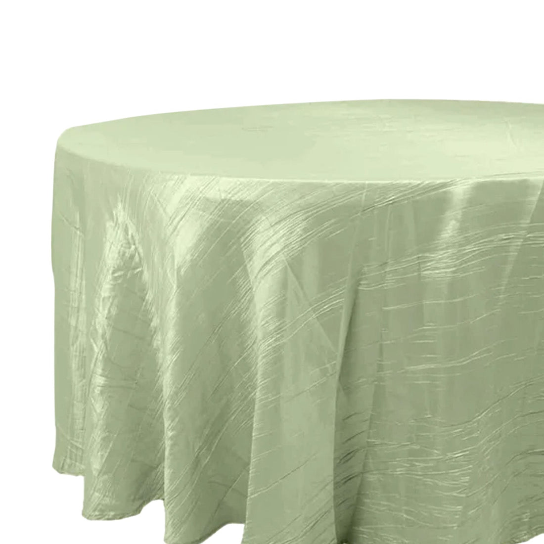 Taffeta Round Tablecloth 120" Sage Green with Accordion Crinkle Design - Seamless Finish