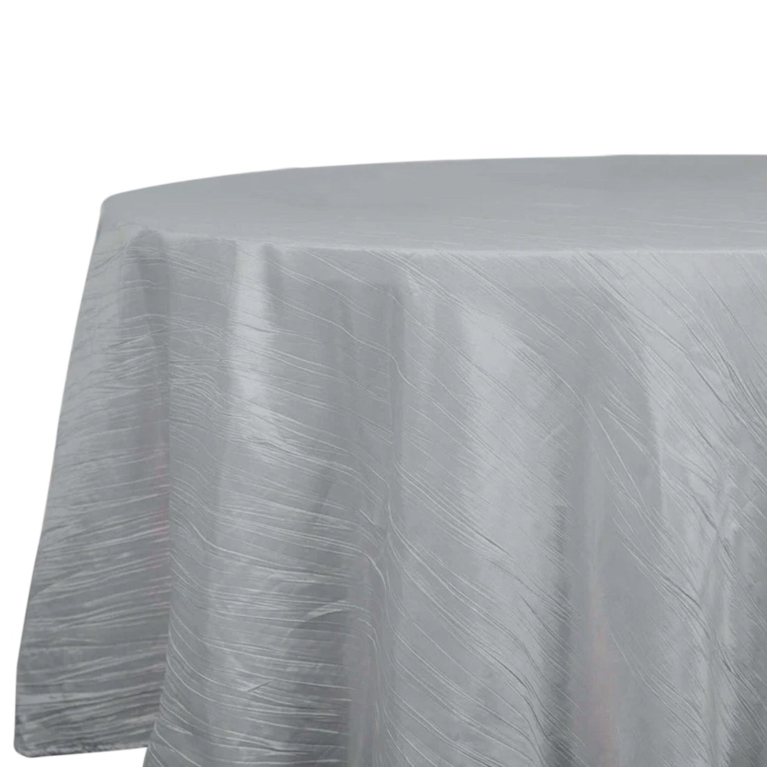 Taffeta Round Tablecloth 120" Silver with Accordion Crinkle Design - Seamless Finish