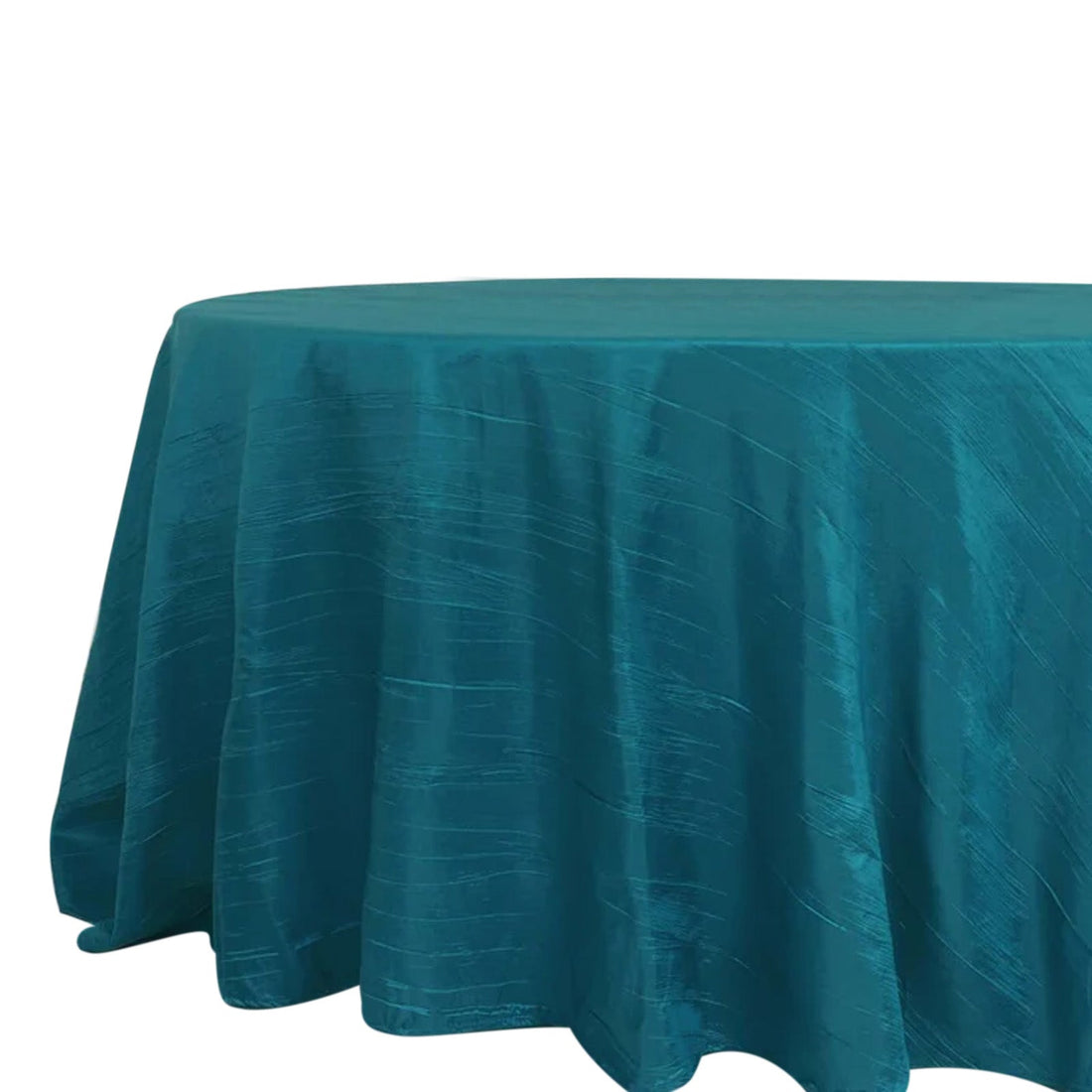 Taffeta Round Tablecloth 120" Teal with Accordion Crinkle Design - Seamless Finish