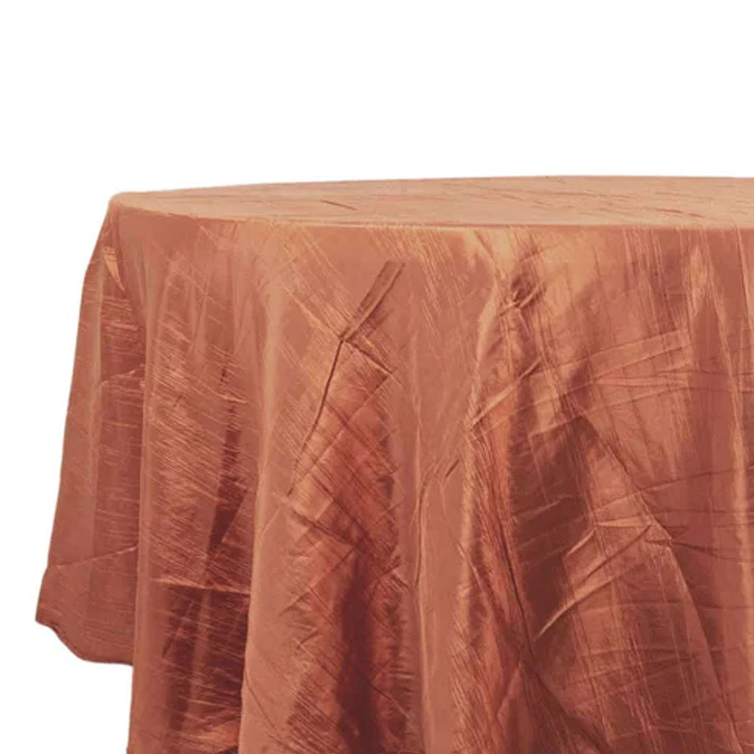 Taffeta Round Tablecloth 120" Terracotta (Rust) with Accordion Crinkle Design - Seamless Finish