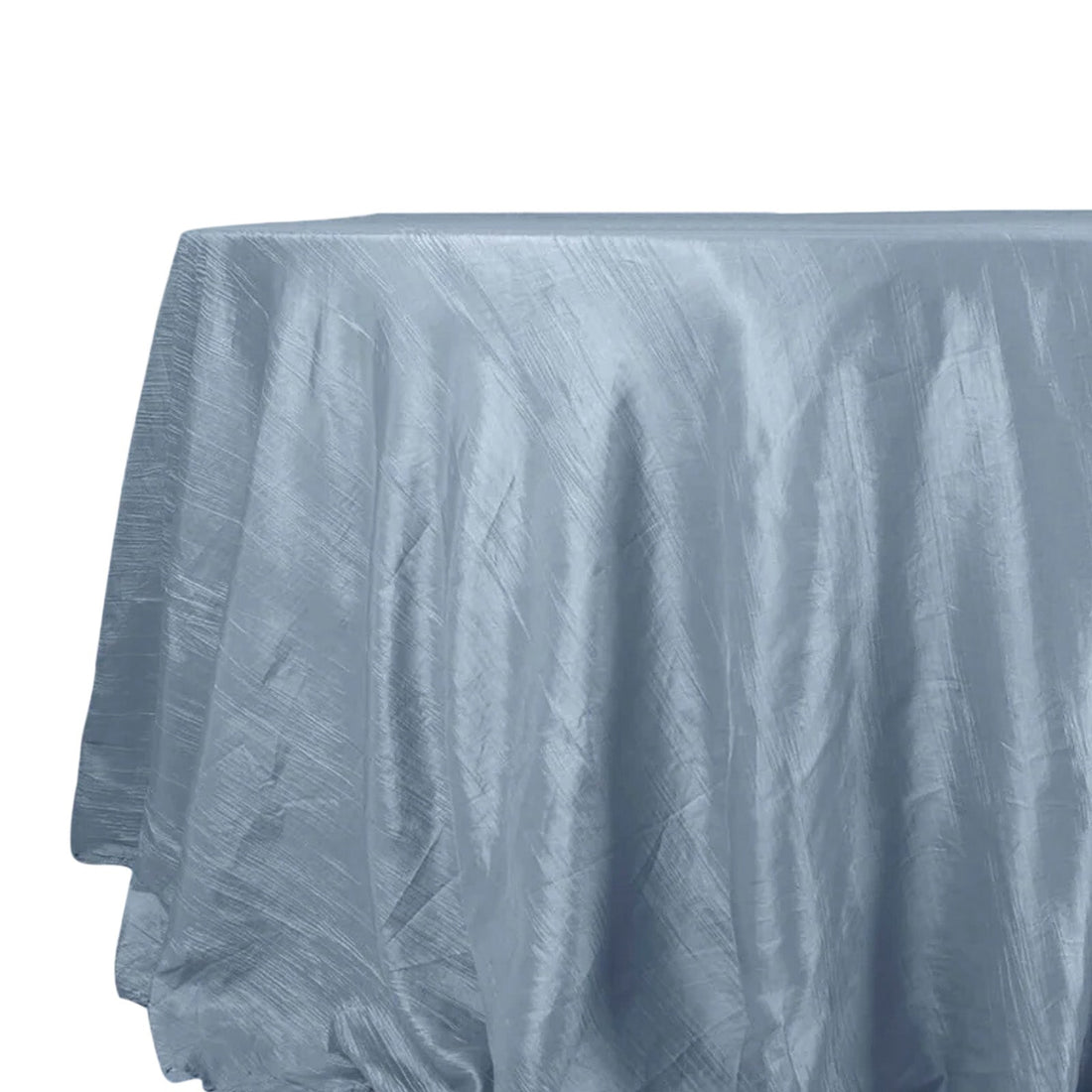 Dusty Blue Seamless Round Tablecloth 132 Inch Crinkle Taffeta