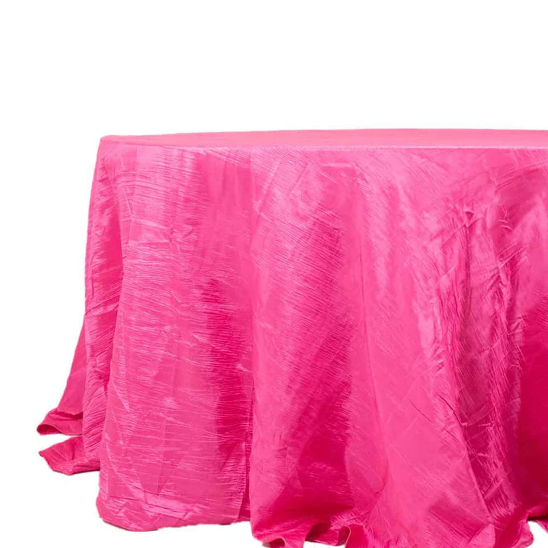 132inch Fuchsia Accordion Crinkle Taffeta Seamless Round Tablecloth