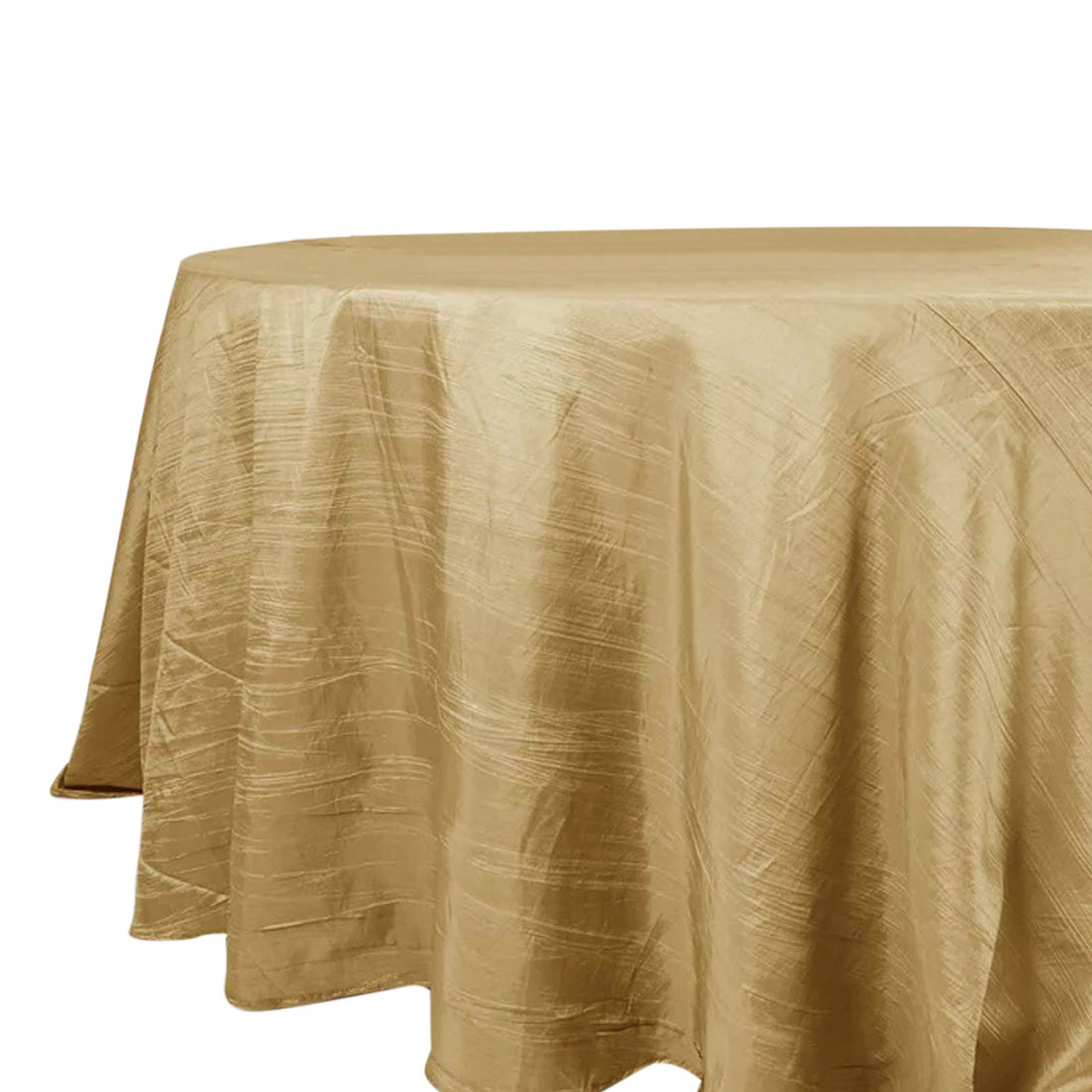 Gold Crinkle Taffeta Round Tablecloth 132 Inch