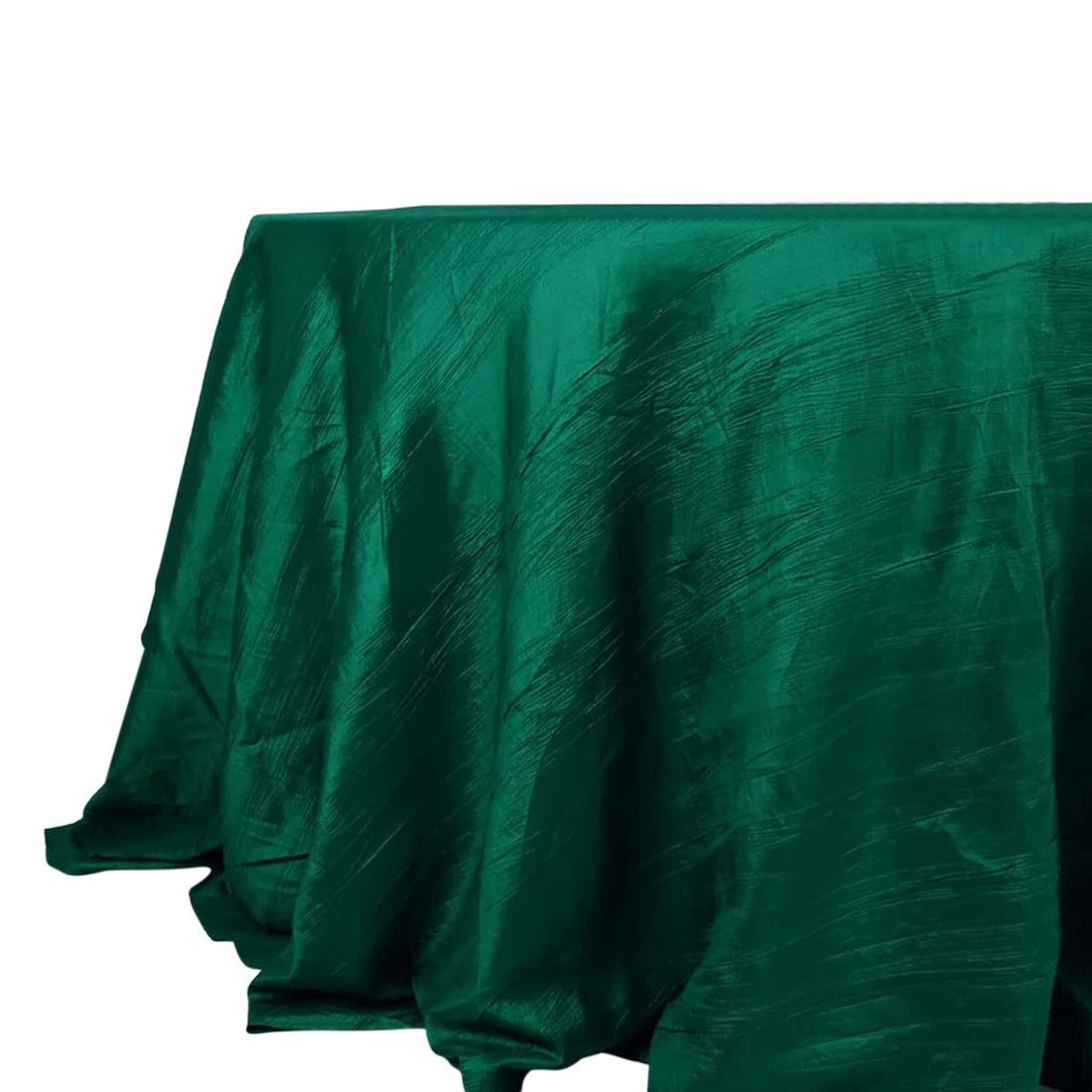 132 Inch Hunter Emerald Green Accordion Taffeta Tablecloth