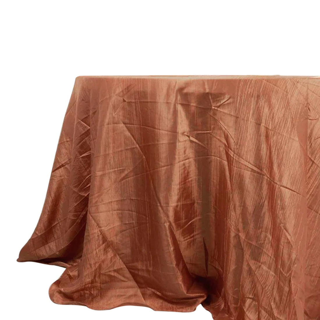 132inch Terracotta Accordion Crinkle Taffeta Seamless Round Tablecloth