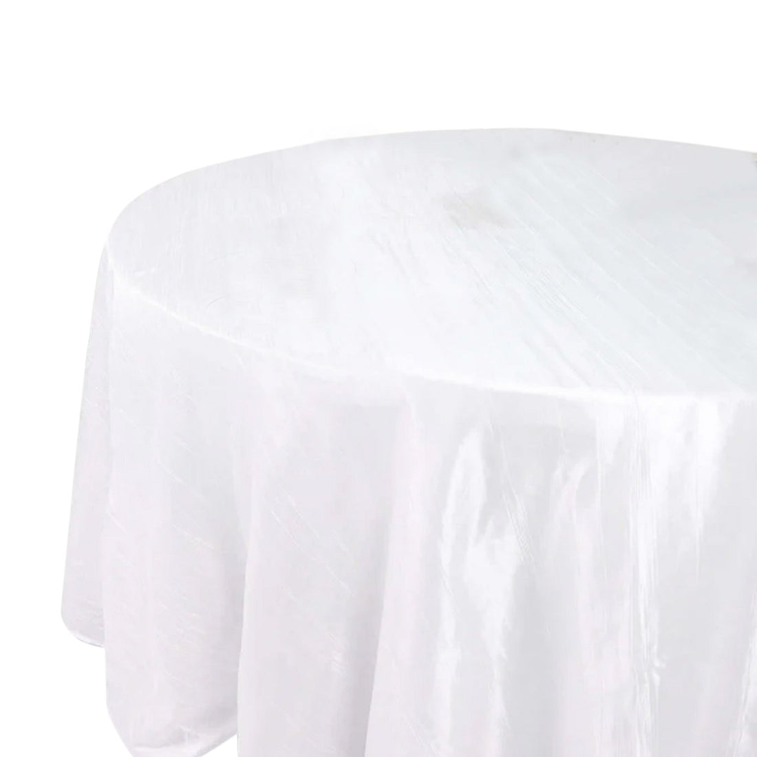 White Seamless Accordion Crinkle Taffeta Round Tablecloth 132 Inch