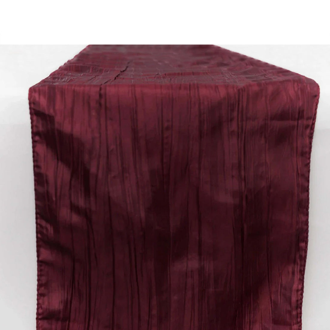 Burgundy Accordion Crinkle Taffeta Fabric Table Linen Runner 12 Inch x 108 Inch
