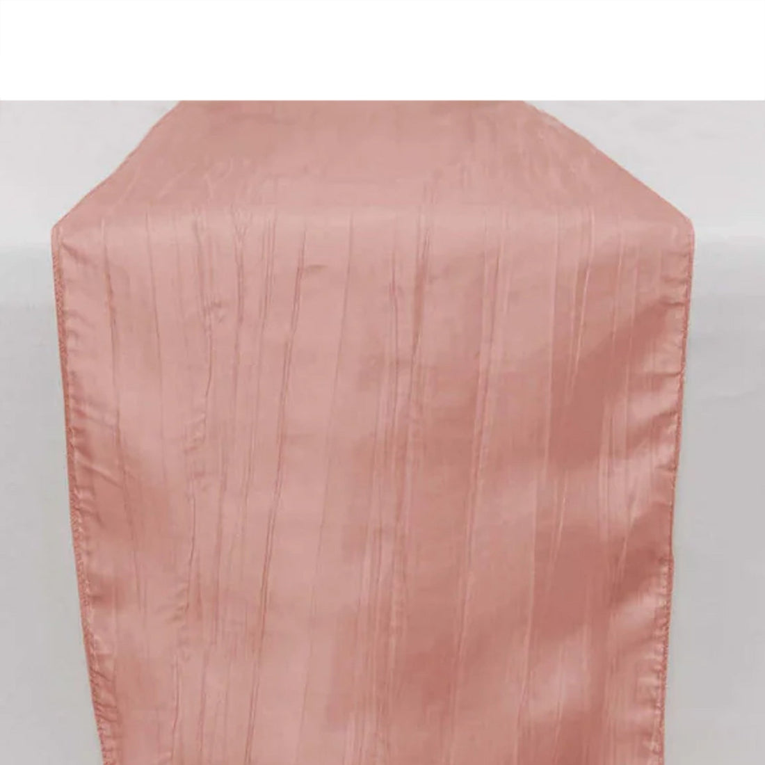 Dusty Rose Accordion Crinkle Taffeta Table Runner 12 Inch x 108 Inch
