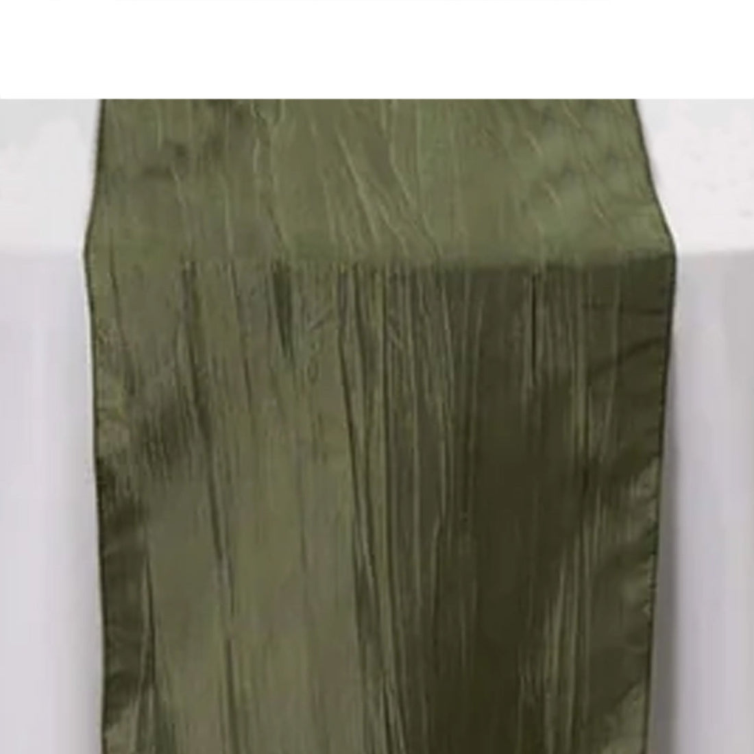 Dusty Sage Green Accordion Crinkle Taffeta Linen Table Runner