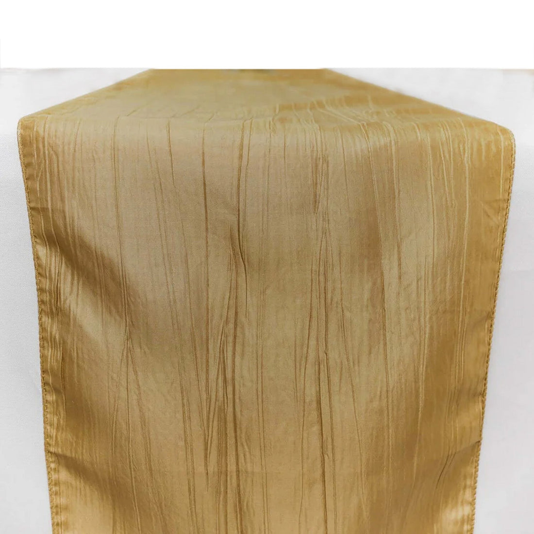 Gold Accordion Crinkle Taffeta Fabric Table Linen Runner 12 Inch x 108 Inch