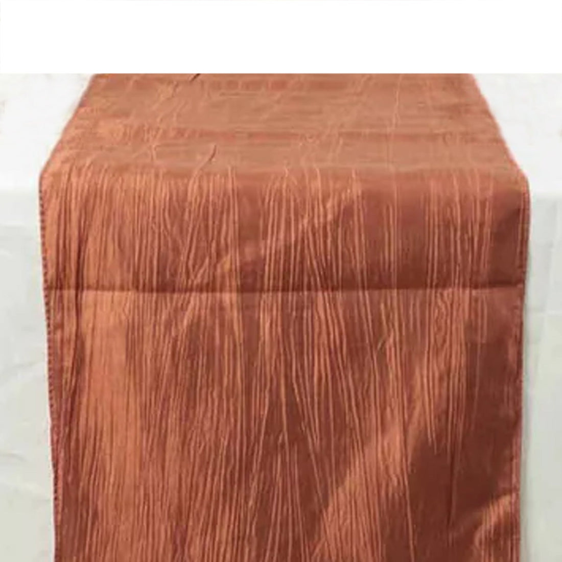 Terracotta (Rust) Accordion Crinkle Taffeta Linen Table Runner